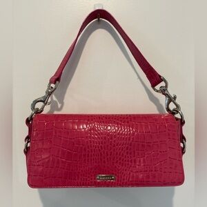 Lauren Ralph Lauren Pink Croc-Embossed Shoulder Bag